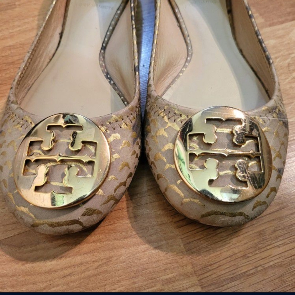 Tory Burch Metallicgold Python Embossed Leather R… - image 7